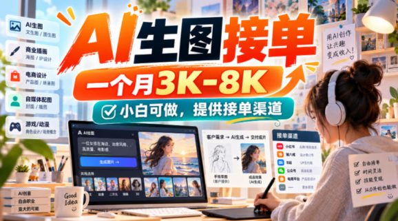AI生图接单,一个月3K-8K,小白可做,提供接单渠道-1 AI生图接单,一个月3K-8K,小白可做,提供接单渠道