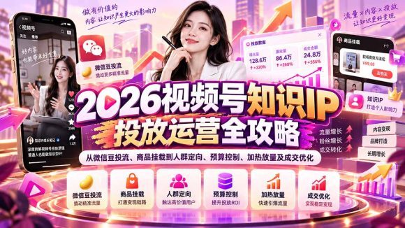 2026视频号知识IP投放运营全攻略:从微信豆投流、商品挂载到人群定向、预算控制、加热放量及成交优化-1 2026视频号知识IP投放运营全攻略:从微信豆投流、商品挂载到人群定向、预算控制、加热放量及成交优化