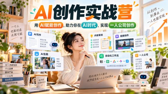 AI创作实战营,用AI赋能创作,助力你在AI时代,实现一人公司创作-1 AI创作实战营,用AI赋能创作,助力你在AI时代,实现一人公司创作