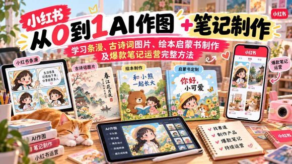 2026小红书AI内容创作从0到1-更新1009:学习条漫、古诗词图片、绘本启蒙书制作及爆款笔记运营完整方法-1 2026小红书AI内容创作从0到1-更新1009:学习条漫、古诗词图片、绘本启蒙书制作及爆款笔记运营完整方法