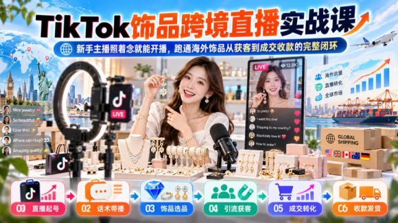 TikTok饰品跨境直播实战课,新手主播照着念就能开播,跑通海外饰品从获客到成交收款的完整闭环-1 TikTok饰品跨境直播实战课,新手主播照着念就能开播,跑通海外饰品从获客到成交收款的完整闭环