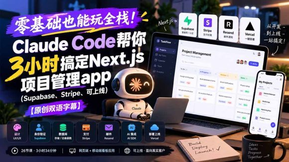 零基础也能玩全栈!Claude Code帮你3小时搞定Next.js项目管理app(Supabase、Stripe、可上-1 零基础也能玩全栈!Claude Code帮你3小时搞定Next.js项目管理app(Supabase、Stripe、可上