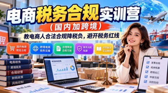 电商税务合规实训营(国内加跨境),教电商人合法合规降税负,避开税务红-1 电商税务合规实训营(国内加跨境),教电商人合法合规降税负,避开税务红