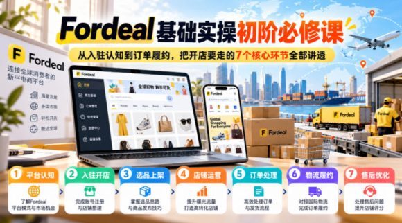 Fordeal基础实操初阶必修课,从入驻认知到订单履约,把开店要走的7个核心环节全部讲透-1 Fordeal基础实操初阶必修课,从入驻认知到订单履约,把开店要走的7个核心环节全部讲透