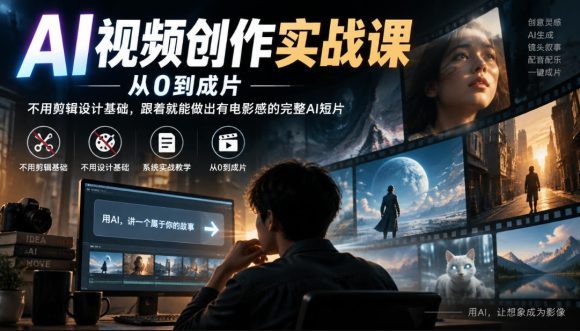 AI视频创作实战课,从0到成片,不用剪辑设计基础,跟着就能做出有电影感的完整AI短片-1 AI视频创作实战课,从0到成片,不用剪辑设计基础,跟着就能做出有电影感的完整AI短片