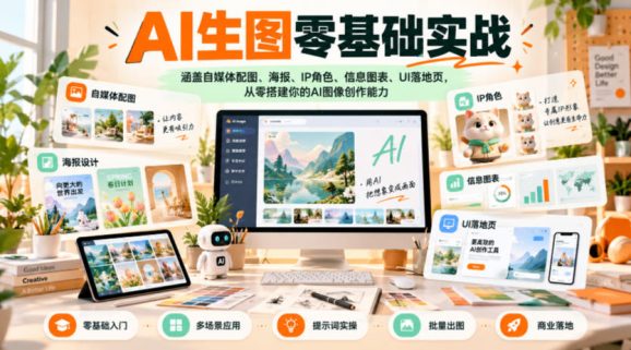 AI生图零基础实战,涵盖自媒体配图、海报、IP角色、信息图表、UI落地页,从零搭建你的AI图像创作能力-1 AI生图零基础实战,涵盖自媒体配图、海报、IP角色、信息图表、UI落地页,从零搭建你的AI图像创作能力