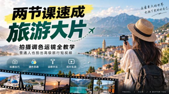 两节课速成旅游大片|拍摄调色运镜全教学,普通人也拍出高级旅行短视频-1 两节课速成旅游大片|拍摄调色运镜全教学,普通人也拍出高级旅行短视频