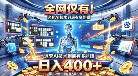全网仅有!这套AI技术到底有多能賺,日入400+,无需人工干预,实现真正被动变现【揭秘】-1 全网仅有!这套AI技术到底有多能賺,日入400+,无需人工干预,实现真正被动变现【揭秘】