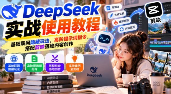 DeepSeek实战使用教程|基础联网隐藏玩法,高阶提示词指令,搭配剪映落地内容创作-1 DeepSeek实战使用教程|基础联网隐藏玩法,高阶提示词指令,搭配剪映落地内容创作