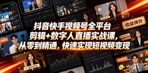抖音快手视频号全平台剪辑+数字人直播实战课,从零到精通,快速实现短视频变现(更新2026年10月)-1 抖音快手视频号全平台剪辑+数字人直播实战课,从零到精通,快速实现短视频变现(更新2026年10月)