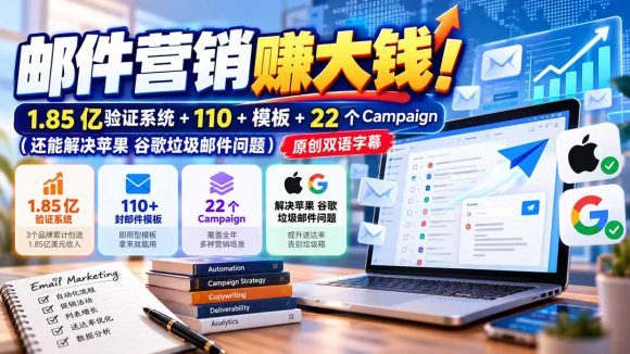 邮件营销赚大钱!1.85亿验证系统+110+模板+22个Campaign(还能解决苹果 谷歌垃圾邮件问题-1 邮件营销赚大钱!1.85亿验证系统+110+模板+22个Campaign(还能解决苹果 谷歌垃圾邮件问题