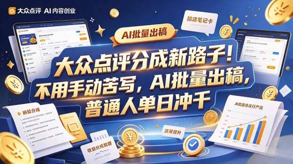 大众点评副业新玩法,工具提效解放双手,批量做笔记,单日可破千-1 大众点评副业新玩法,工具提效解放双手,批量做笔记,单日可破千