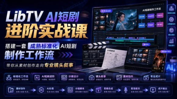 LibTV AI短剧进阶实战课,搭建一套成熟标准化AI短剧制作工作流,带你从素材创作走向专业镜头叙事(更新)-1 LibTV AI短剧进阶实战课,搭建一套成熟标准化AI短剧制作工作流,带你从素材创作走向专业镜头叙事(更新)