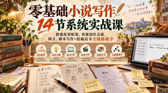 零基础小说写作14节系统实战课,搭建故事框架,积累创作灵感,网文、剧本写作+投稿出书全链路教学-1 零基础小说写作14节系统实战课,搭建故事框架,积累创作灵感,网文、剧本写作+投稿出书全链路教学