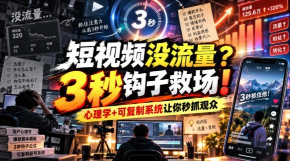 【无水印】短视频没流量?3秒钩子救场!心理学+可复制系统让你秒抓观众【原创双语字幕】-1 【无水印】短视频没流量?3秒钩子救场!心理学+可复制系统让你秒抓观众【原创双语字幕】