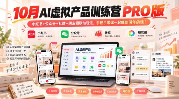 10月AI虚拟产品训练营PRO版,小红书+公众号+社群+朋友圈联动玩法,手把手带你一起赚到明年的钱!-1 10月AI虚拟产品训练营PRO版,小红书+公众号+社群+朋友圈联动玩法,手把手带你一起赚到明年的钱!