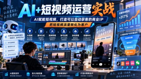 AI+短视频运营实战,AI赋能短视频,打造可以自动获客的商业IP,把短视频流量转化为客户-1 AI+短视频运营实战,AI赋能短视频,打造可以自动获客的商业IP,把短视频流量转化为客户