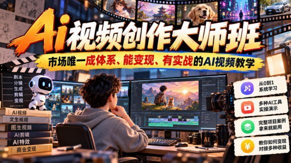 Ai视频创作大师班,市场唯一成体系、能变现、有实战的AI视频教学(更新2026)-1 Ai视频创作大师班,市场唯一成体系、能变现、有实战的AI视频教学(更新2026)