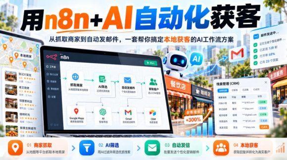 【无水印】用n8n+AI自动化获客,从抓取商家到自动发邮件,一套帮你搞定本地获客的AI工作流方案【原创双语字幕】-1 【无水印】用n8n+AI自动化获客,从抓取商家到自动发邮件,一套帮你搞定本地获客的AI工作流方案【原创双语字幕】