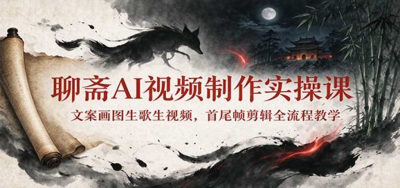 聊斋AI视频制作实操课:文案画图生歌生视频,首尾帧剪辑全流程教学-1 聊斋AI视频制作实操课:文案画图生歌生视频,首尾帧剪辑全流程教学
