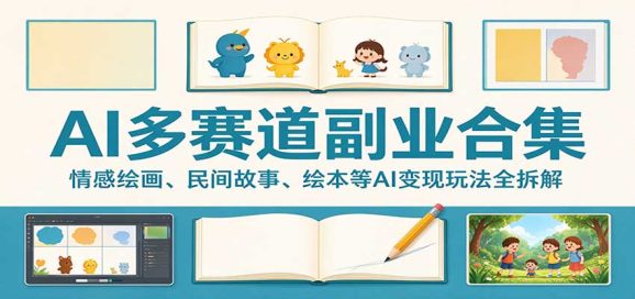 AI多赛道副业合集：情感绘画、民间故事、绘本等AI变现玩法全拆解