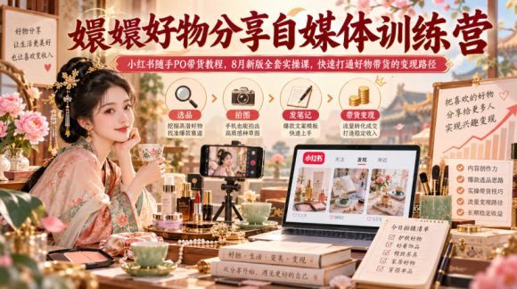 嬛嬛好物分享自媒体训练营|小红书随手PO带货教程,8月新版全套实操课,快速打通好物带货的变现路径-1 嬛嬛好物分享自媒体训练营|小红书随手PO带货教程,8月新版全套实操课,快速打通好物带货的变现路径