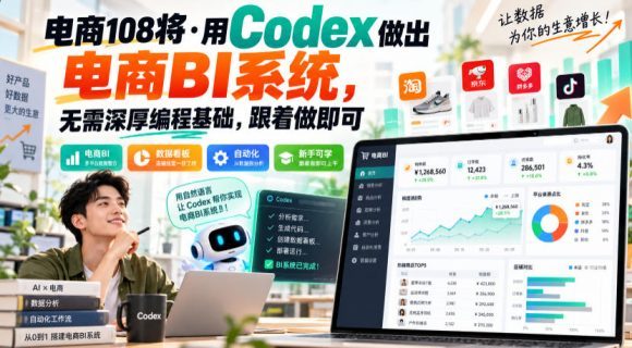 电商108将·用Codex做出电商BI系统，无需深厚编程基础，跟着做即可(更新1026)