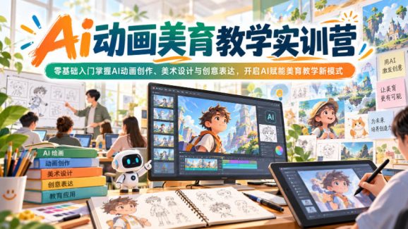 Ai动画美育教学实训营,零基础入门掌握AI动画创作、美术设计与创意表达,开启AI赋能美育教学新模式-1 Ai动画美育教学实训营,零基础入门掌握AI动画创作、美术设计与创意表达,开启AI赋能美育教学新模式