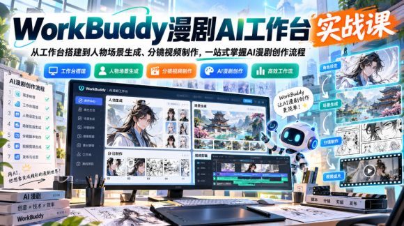 WorkBuddy漫剧AI工作台实战课:从工作台搭建到人物场景生成、分镜视频制作,一站式掌握AI漫剧创作流程-1 WorkBuddy漫剧AI工作台实战课:从工作台搭建到人物场景生成、分镜视频制作,一站式掌握AI漫剧创作流程