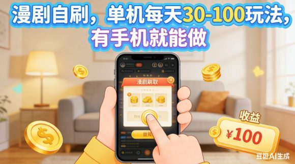 漫剧自刷,单机每天30-100玩法,有手机就能做,可矩阵操作放大收益【揭秘】-1 漫剧自刷,单机每天30-100玩法,有手机就能做,可矩阵操作放大收益【揭秘】