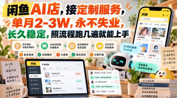 闲鱼AI店,接定制服务,单月2-3W,永不失业,长久稳定,照流程跑几遍就能上手-1 闲鱼AI店,接定制服务,单月2-3W,永不失业,长久稳定,照流程跑几遍就能上手