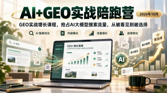 AI+GEO实战陪跑营2026年10月,GEO实战增长课程,抢占AI大模型搜索流量,从被看见到被选择-1 AI+GEO实战陪跑营2026年10月,GEO实战增长课程,抢占AI大模型搜索流量,从被看见到被选择