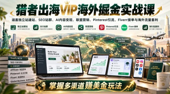 猎者出海VIP海外掘金实战课:涵盖独立站、SEO站群、AI变现、联盟营销、Pinterest引流、Fiverr接单与海外流量套利,掌握多渠道賺美金玩法-1 猎者出海VIP海外掘金实战课:涵盖独立站、SEO站群、AI变现、联盟营销、Pinterest引流、Fiverr接单与海外流量套利,掌握多渠道賺美金玩法