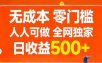 无成本，零门槛，人人可做，全网独家，真实日收益500+