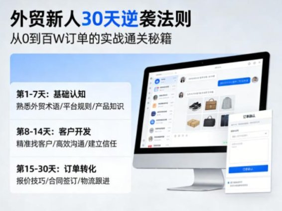 外贸新人30天逆袭法则，教你从0到百W订单的实战通关秘籍