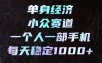 单身经济小众赛道，一个人一部手机，每天稳定1000+，利用下班碎片时间即可【揭秘】